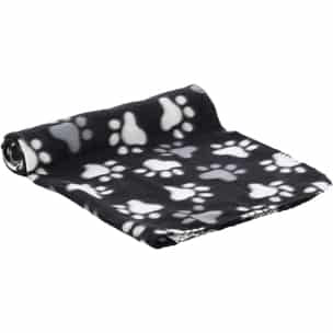 Couverture polaire Esma noire motif pattes, 100 × 150 cm