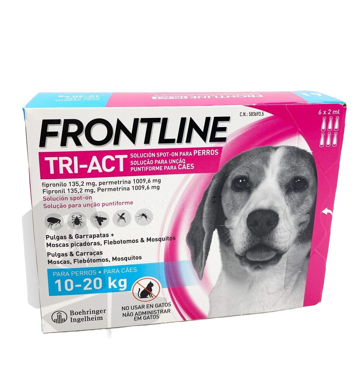 Frontline Tri-Act pipettes antipuce chien 10–20 kg, 6 pipettes
