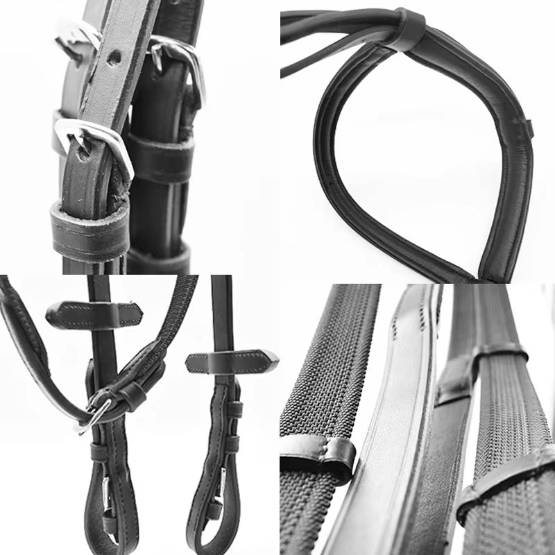 Filet anglais en cuir pour cheval avec rênes – vue 7