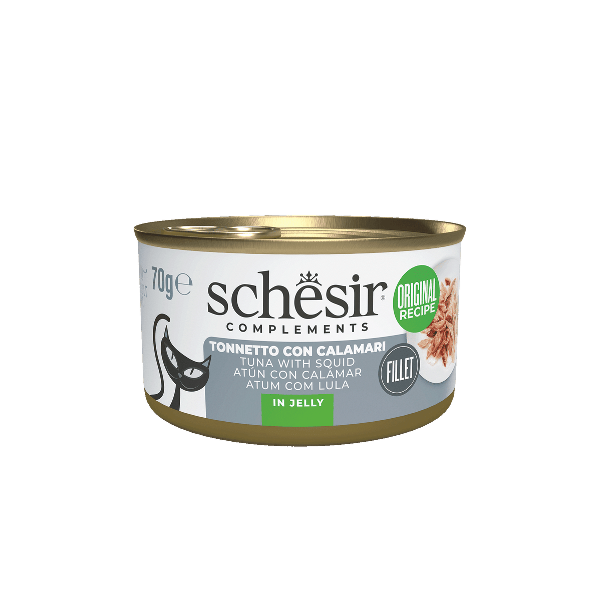 Pâtée chat Schesir thon avec calamars, boîte 70 g