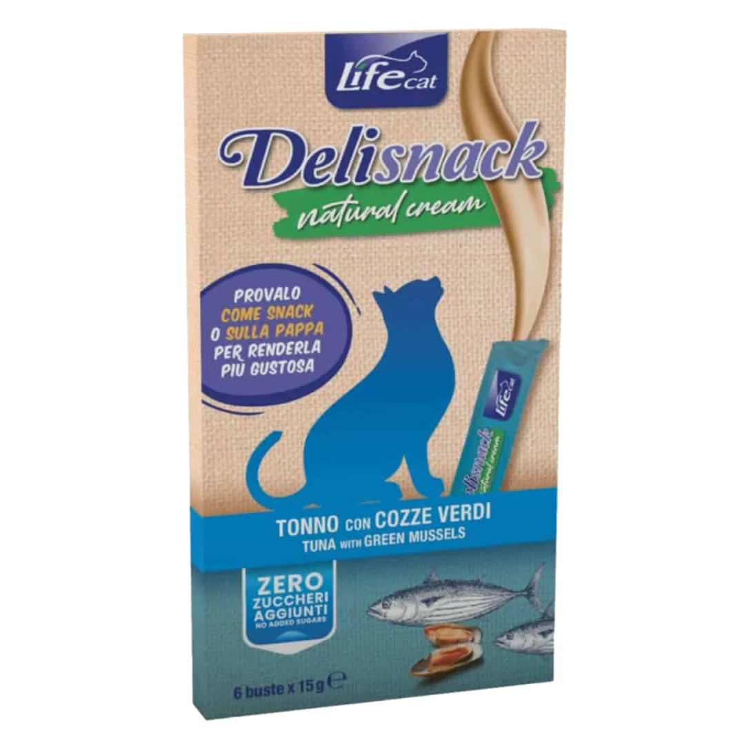 Crème Life Cat thon et moules pour chat, 6 × 15 g