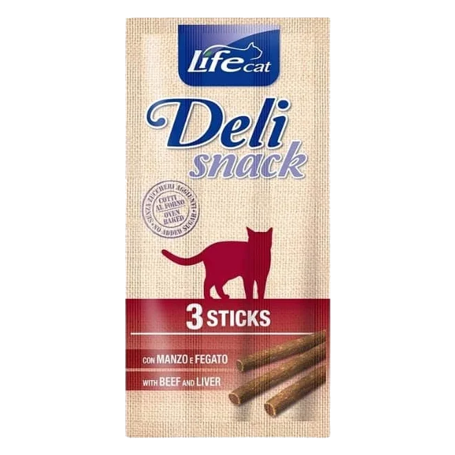 Sticks pour chat Deli Snack Life au bœuf et foie, 3 x 5 g