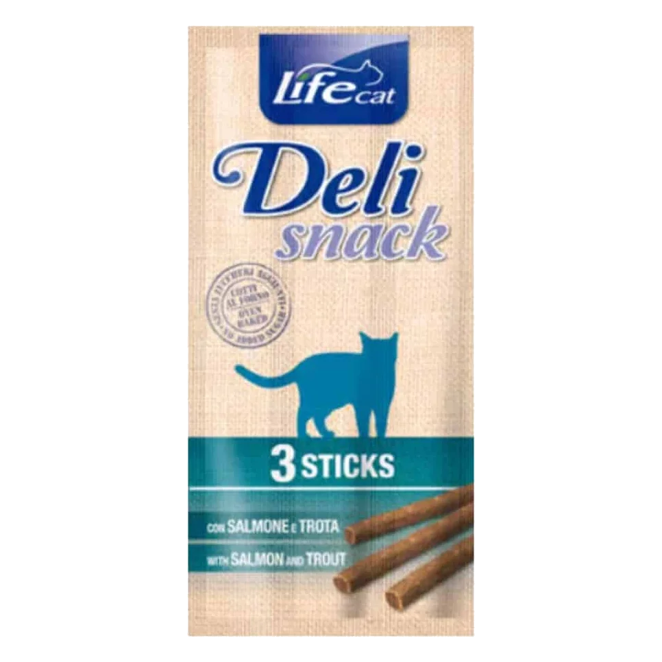 Bâtonnets Life Cat Deli Snack saumon et truite, 3 × 5 g