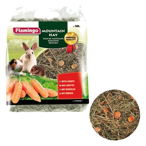 Foin de montagne à la carotte pour rongeurs, 500 g