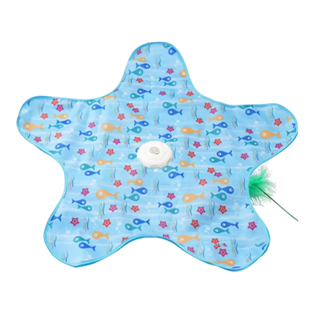 Jouet interactif pour chat en forme d'étoile avec plume, bleu