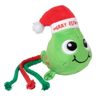 Jouet de Noël pour chat FuzzYard Merry Fishmas en forme de poisson de Noël
