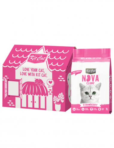 Litière pour chat végétale agglomérante Kit Cat NovaClump parfum fraise 7 L