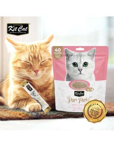Friandises crémeuses pour chat Kit Cat PurrPuree thon et saumon 40 x 15 g
