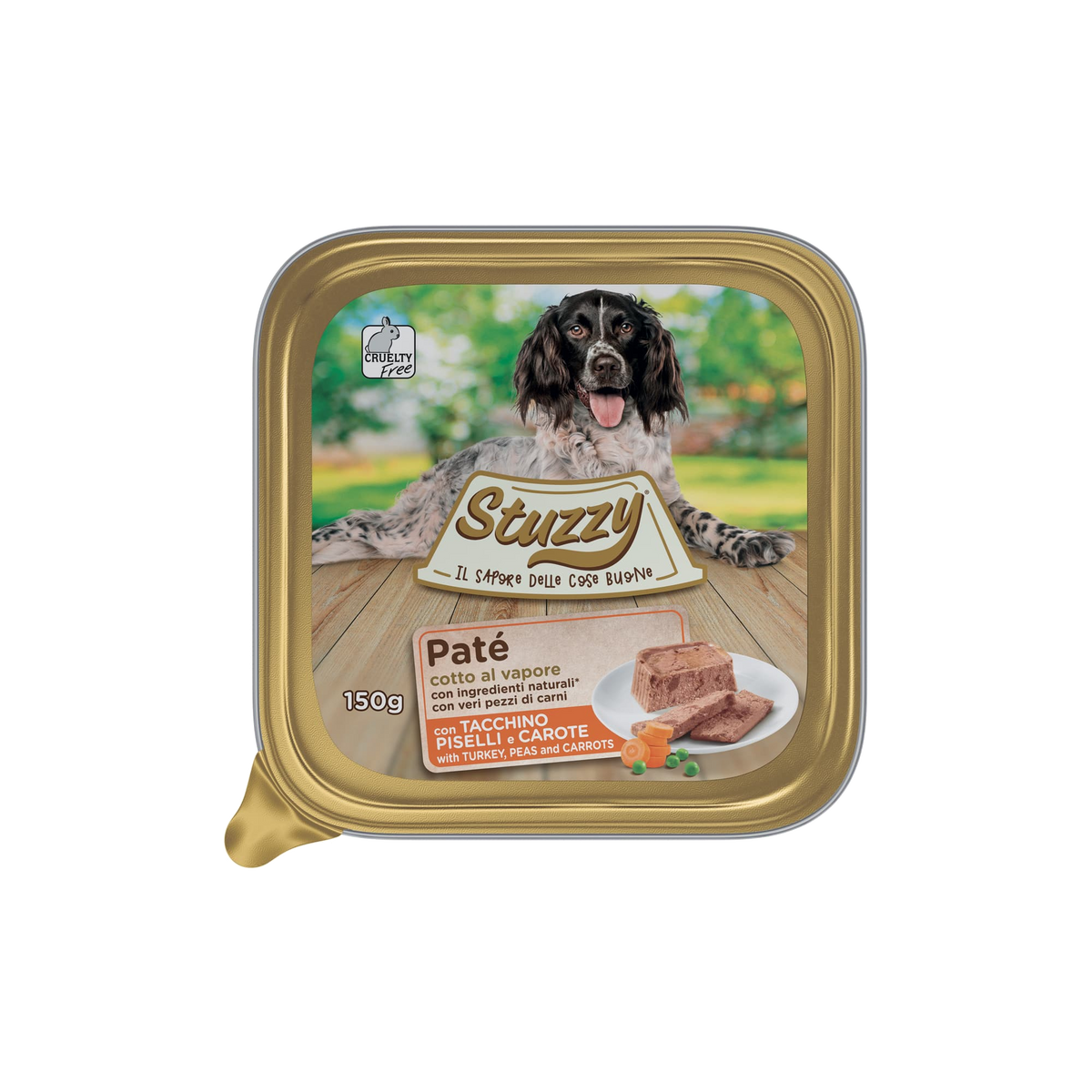 Pâtée chien Mister Stuzzy Dog dinde avec petits pois et carottes, barquette aluminium