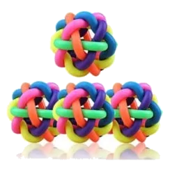 Balle à mâcher en caoutchouc dur multicolore 9 cm (T2) pour chien