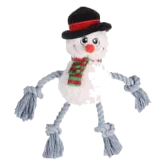 Peluche bonhomme de neige de Noël avec corde pour chien