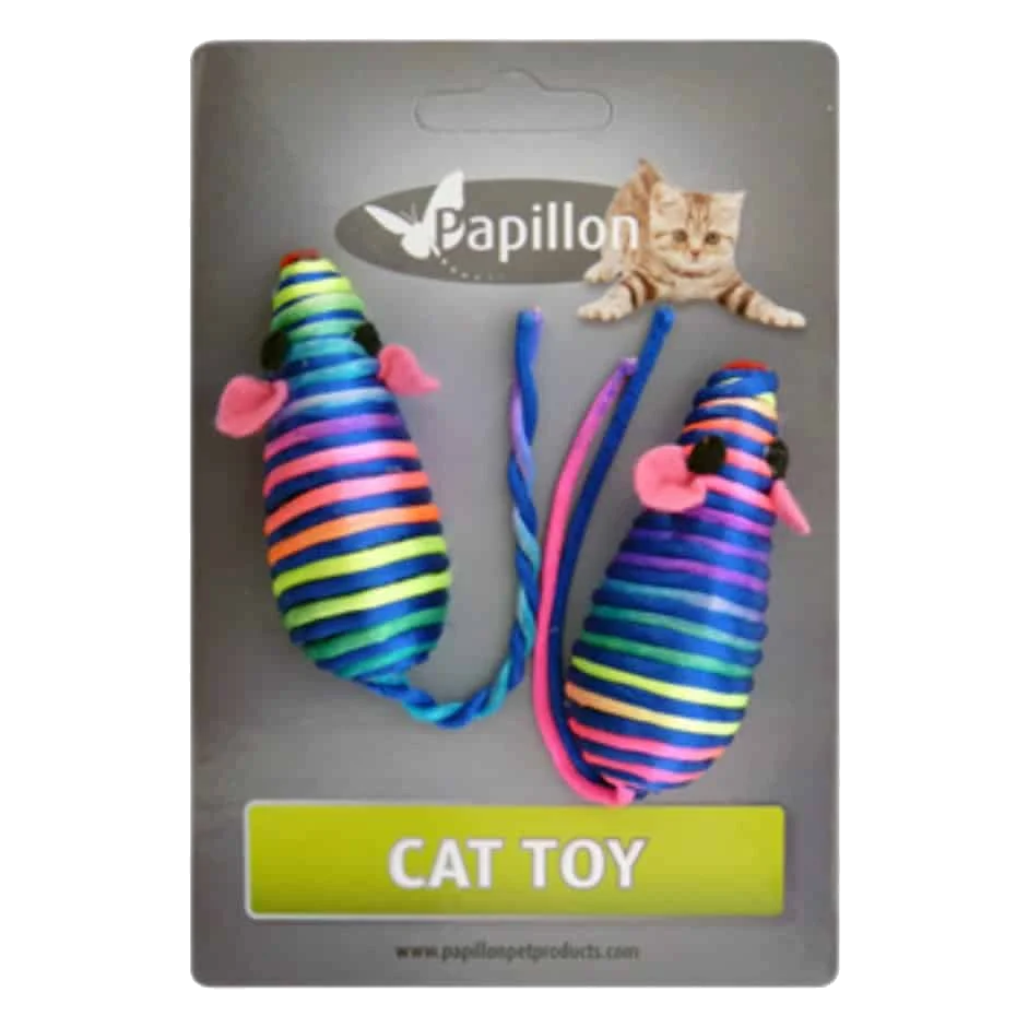 Souris arc-en-ciel à grelot pour chat, 7 cm, blister de 2