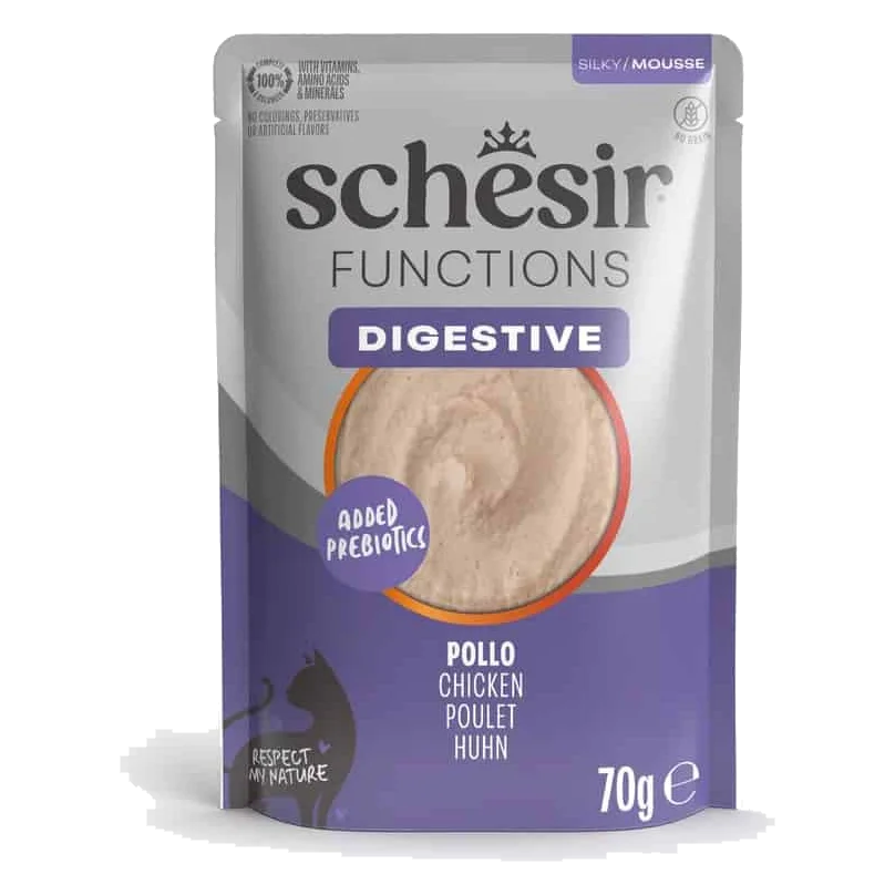 Pâtée chat Schesir Functions Digestive mousse poulet, 70 g