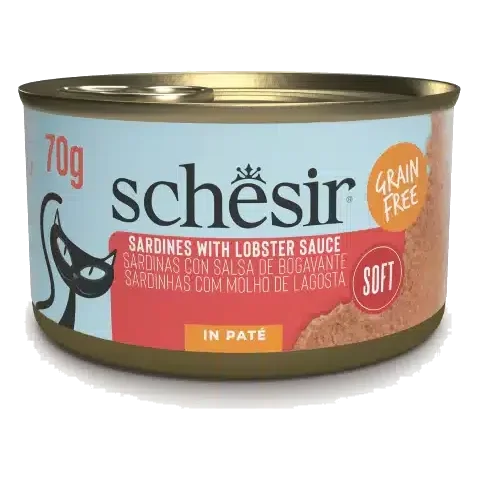 Pâtée chat Schesir Grill pâté sardines sardines sauce au homard, 70 g