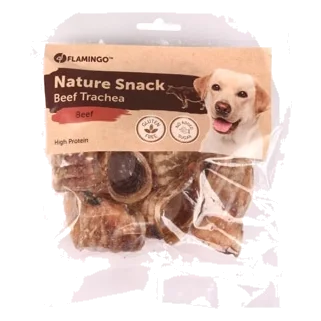 Morceaux de trachée de bœuf Flamingo pour chien, 5–6 cm, 100 g