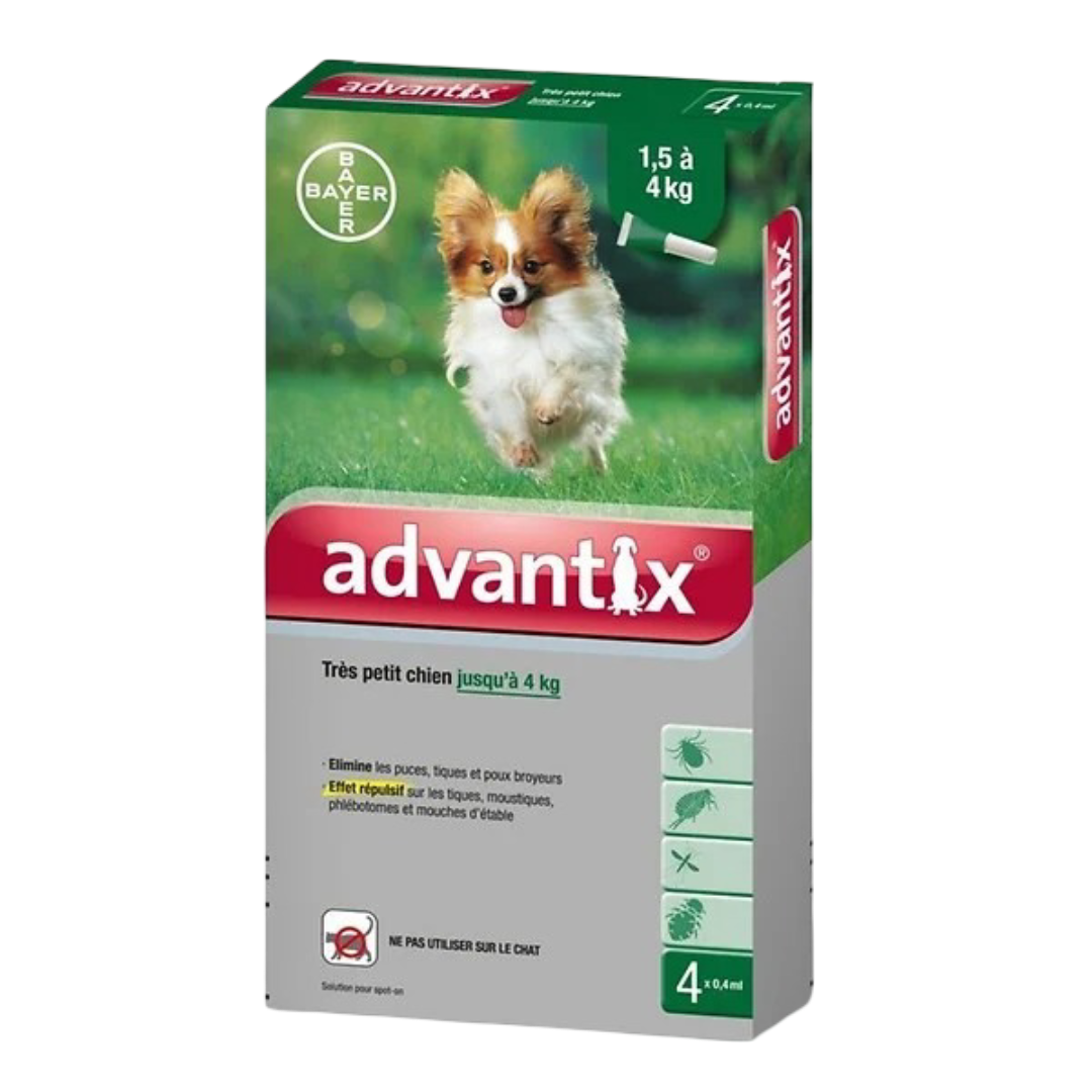 Pipette antipuce chien Advantix 0–4 kg