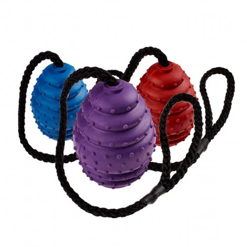 Balle pour chien Classic Rubber Oval Ball on a Rope Small 75 mm