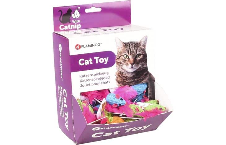 Souris jouet Vera pour chat avec présentoir, 2,5 × 10 × 2 cm – image 2