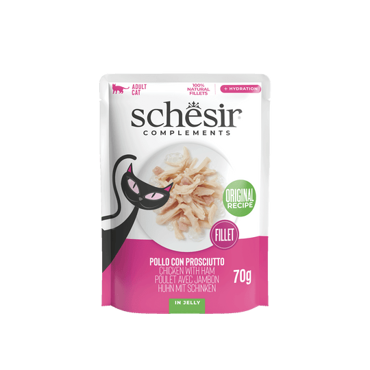 Pâtée chat Schesir poulet avec jambon, sachet 70 g