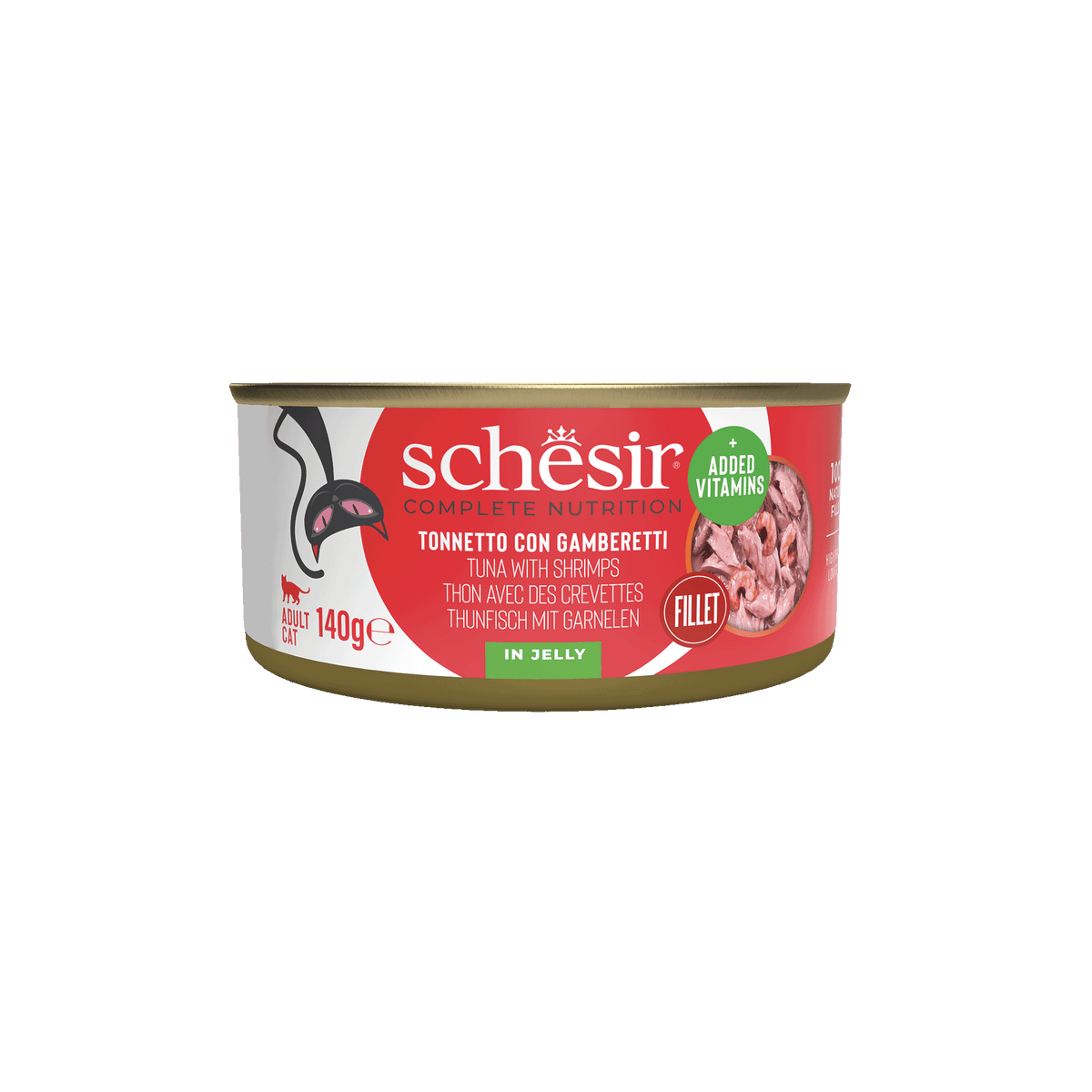 Pâtée chat Schesir thon avec crevettes, boîte 140 g