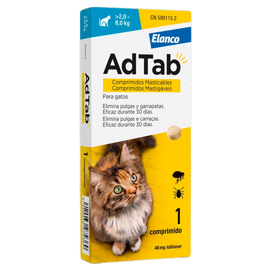 Comprimé antipuce chat AdTab 48 mg, plus de 2 à 8 kg
