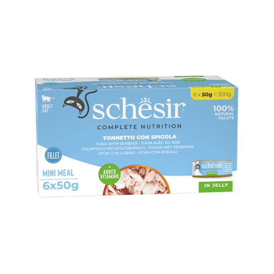 Pâtée chat Schesir thon avec bar, 6 × 50 g, multipack