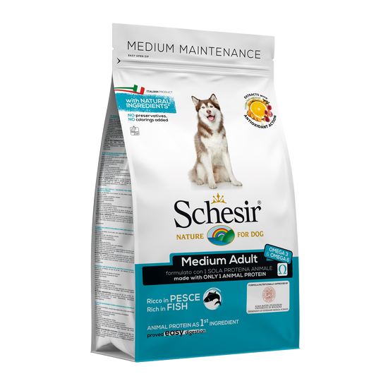 Croquettes chien Schesir Medium poisson, 3 kg