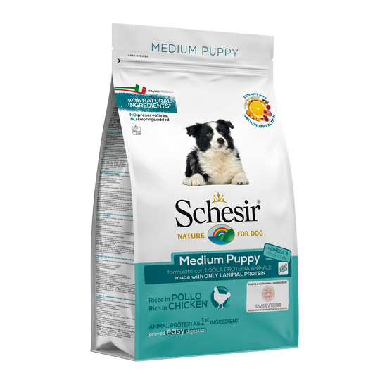 Croquettes chiot Schesir Medium Puppy poulet, 3 kg