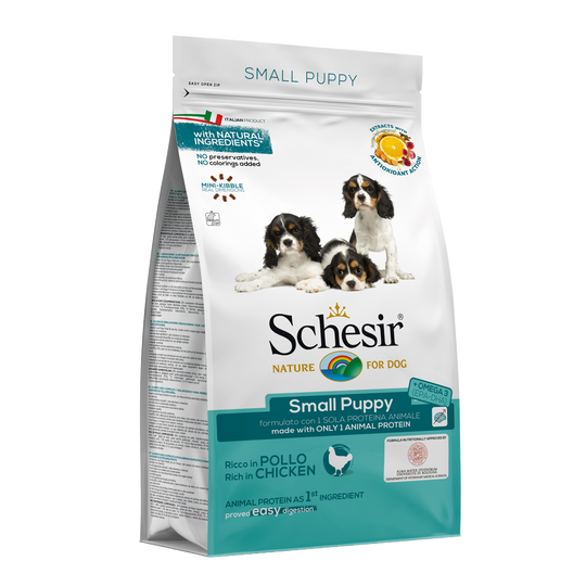 Croquettes chiot Schesir Small Puppy poulet, 800 g