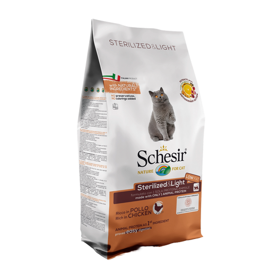 Croquettes chat Schesir Stérilisé & Light poulet, 10 kg