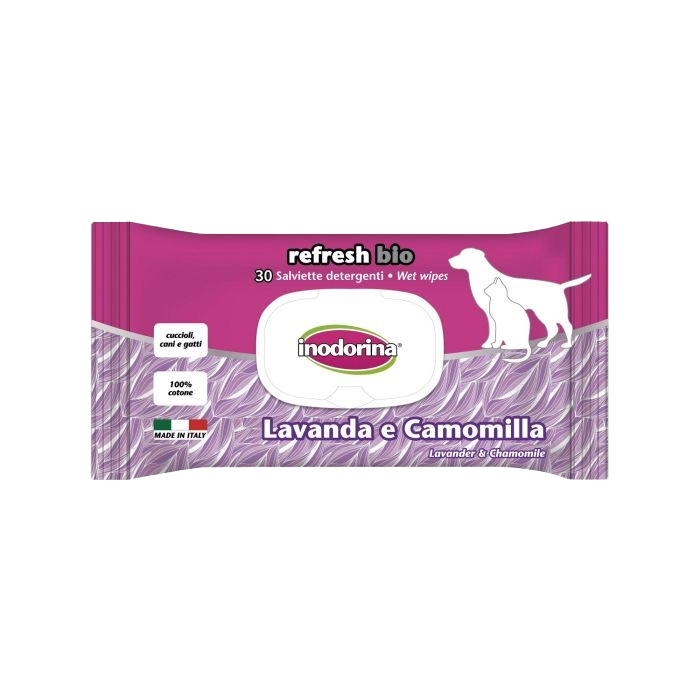 Lingettes hygiéniques Inodorina Bio pour chiens et chats