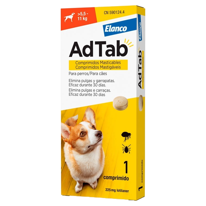 Comprimé antipuce chien AdTab 225 mg, plus de 5,5 à 11 kg