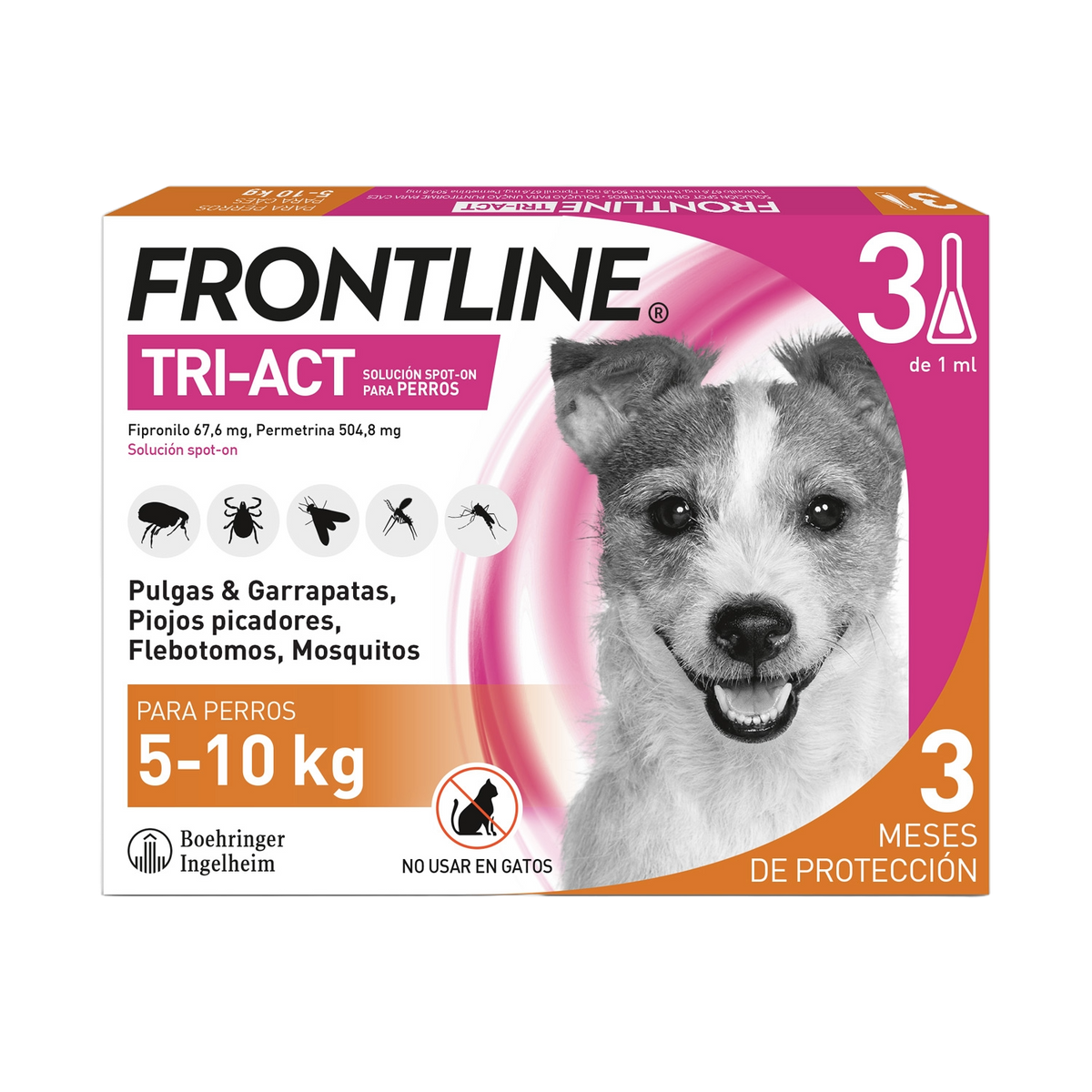 Frontline Tri-Act pipettes antipuce chien 5–10 kg, 3 pipettes