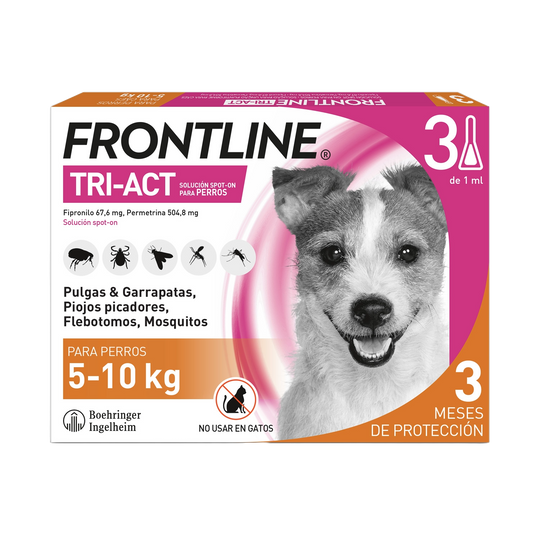 Frontline Tri-Act pipettes antipuce chien 5–10 kg, 3 pipettes