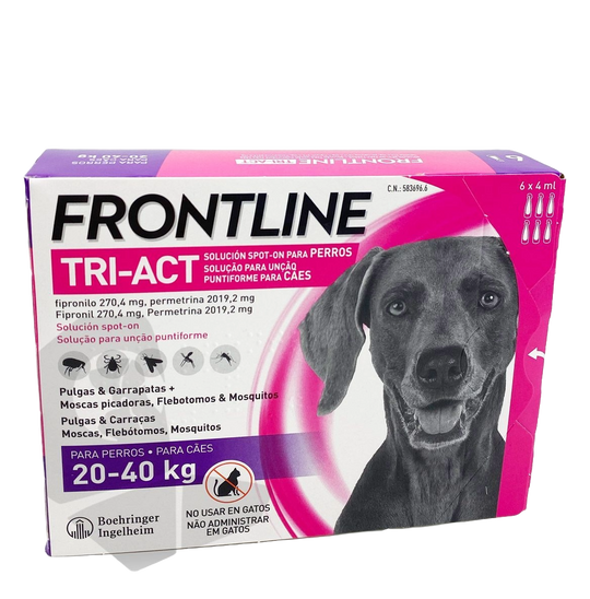 Frontline Tri-Act pipettes antipuce chien 20–40 kg, 6 pipettes