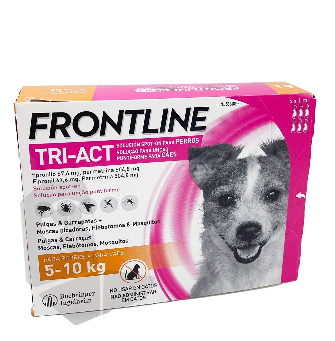 Frontline Tri-Act pipettes antipuce chien 5–10 kg, 6 pipettes