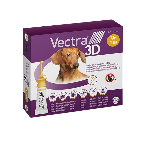 Vectra 3D pipettes antipuce chien 1,5–4 kg, 3 pipettes