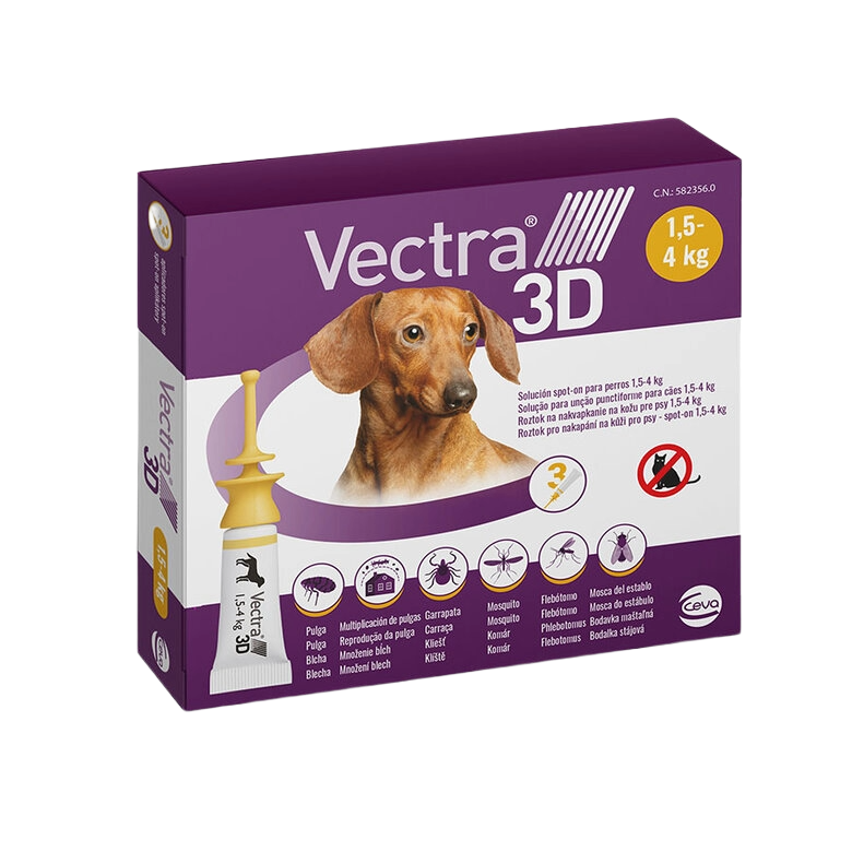 Vectra 3D pipettes antipuce chien 4–10 kg, 3 pipettes