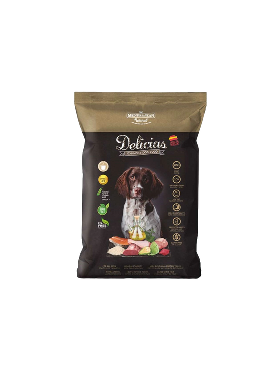 Croquettes semi-humides Mediterranean Delicias pour chien, 1,5 kg