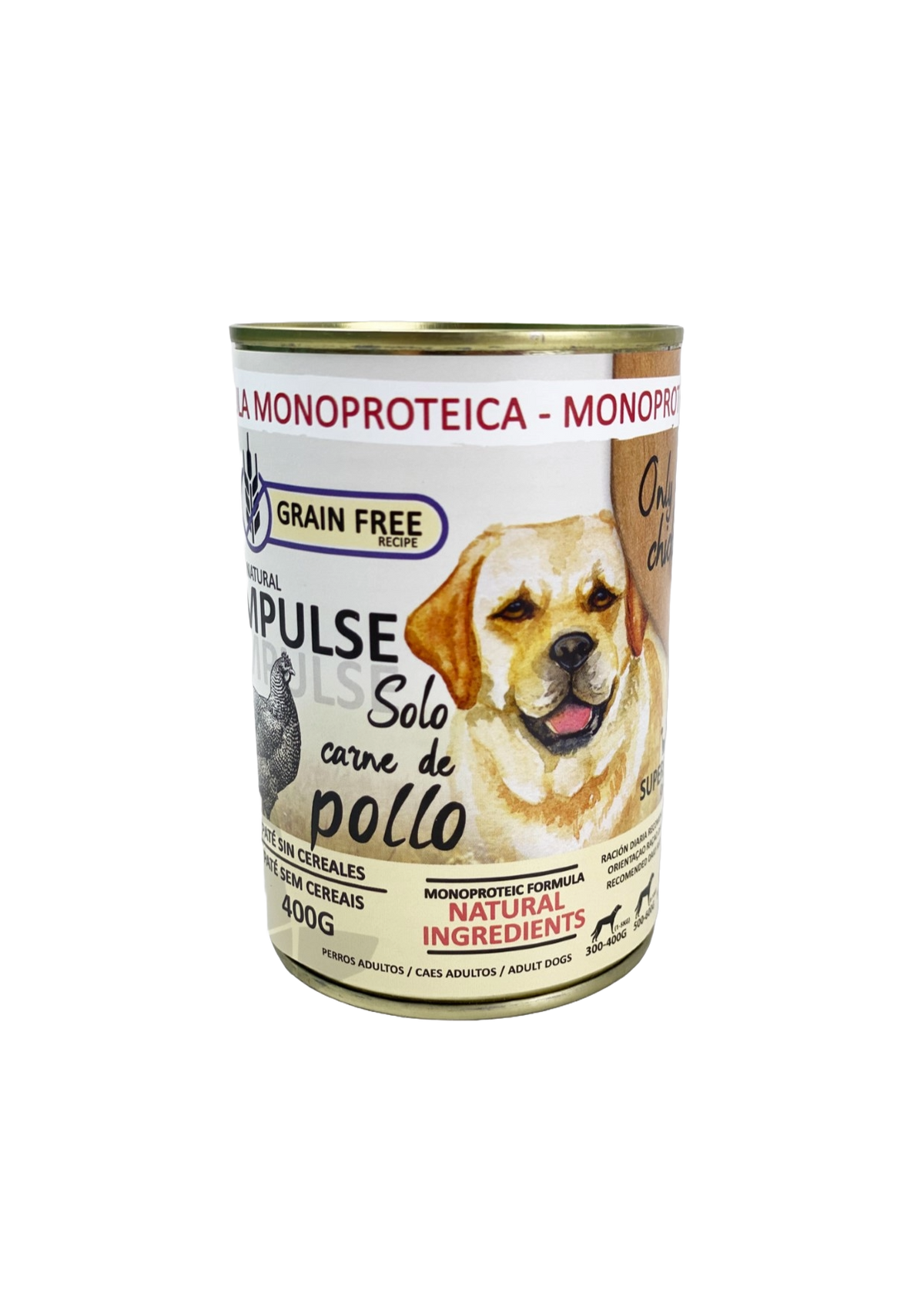 Pâtée chien Natural Impulse au poulet, boîte 400 g