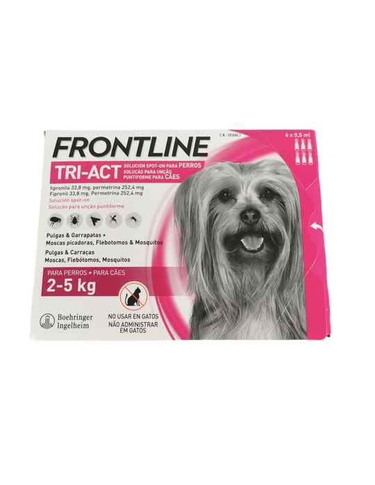 Frontline Tri-Act pipettes antipuce chien 2–5 kg, 6 pipettes