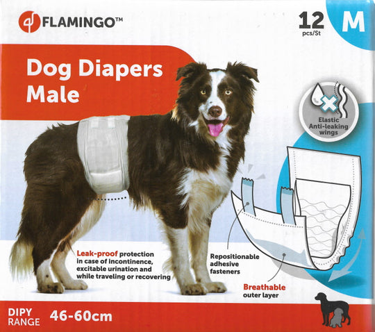 Couches pour chien mâle Flamingo taille 2 (M), 46-60 cm