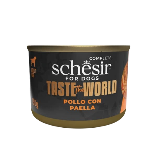 Pâtée chien Schesir poulet avec paella, 150 g