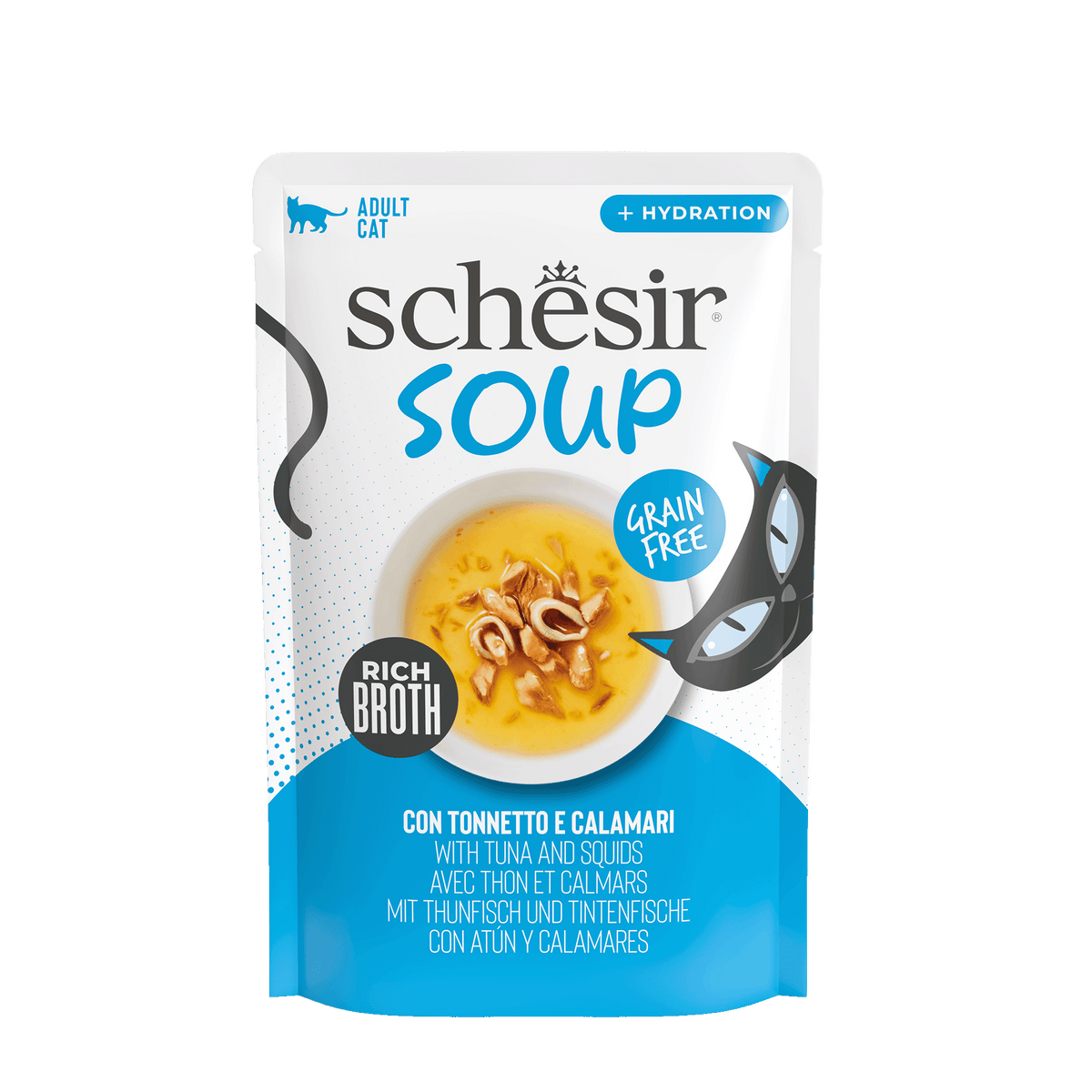Soupe pour chat Schesir thon et calamar 40 g