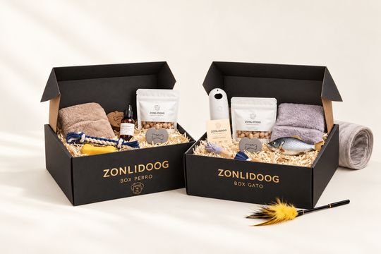 Présentation illustrative de la ZONLIDOOG Box pour chien et chat ; le contenu dépend de la sélection