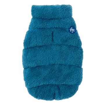 Manteau teddy pour chien FuzzYard The Vaucluse bleu français