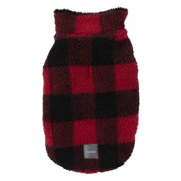 Manteau polaire pour chien FuzzYard The Lumberjack à carreaux rouge et noir
