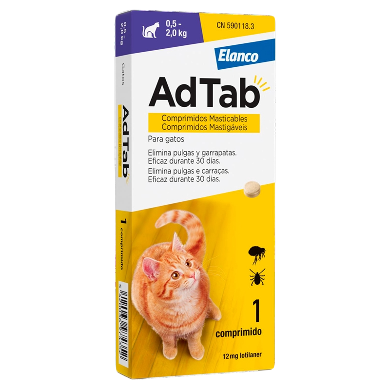 Comprimé antipuce chat AdTab 12 mg, de 0,5 à 2 kg