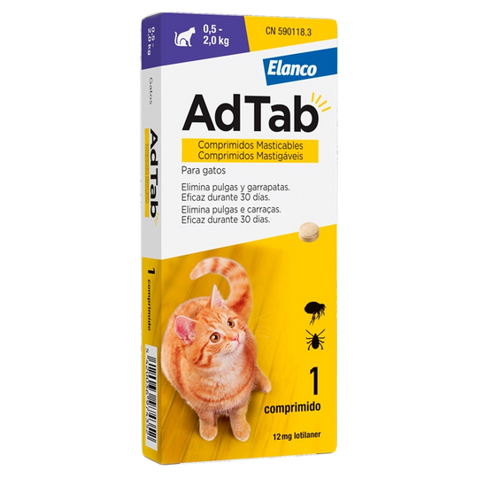 Comprimé antipuce chat AdTab 12 mg, de 0,5 à 2 kg