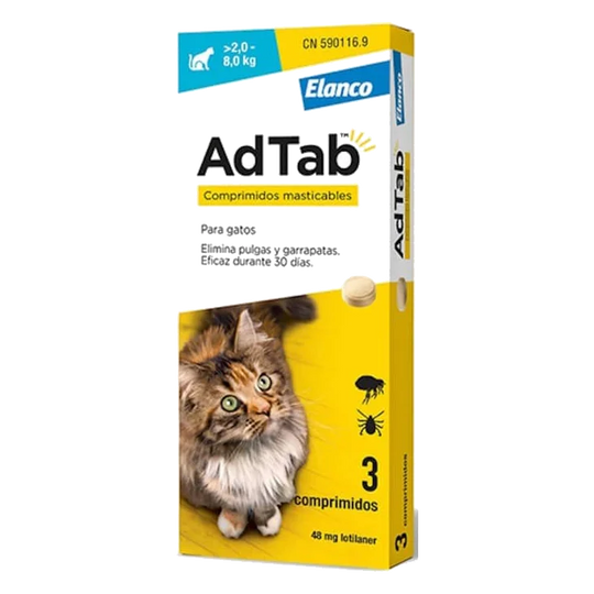 Comprimé antipuce chat AdTab 12 mg, 2–8 kg, 3 comprimés